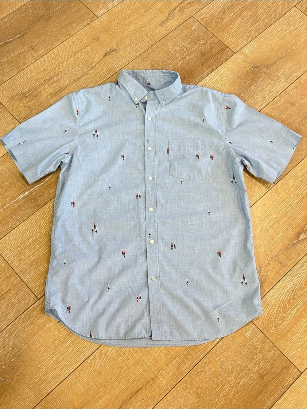 Banana Republic Luxe Poplin Surf Print Button Down Shirt Men’s L Tall slim fit